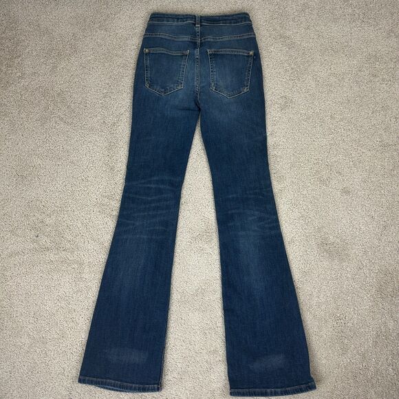Anthropologie Pilco Jeans Womens Flare Size 25 Blue Dark Wash 90s Y2K Ladies - Picture 3 of 13